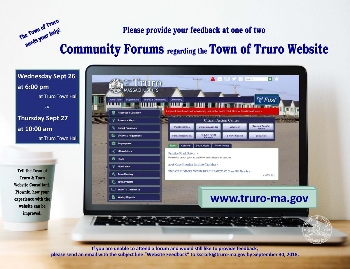 Community Forum regarding Town of Truro Website