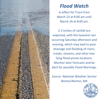 Flood Watch in effect for Truro from March 23 at 8:00 am until March 24 at 8:00 am